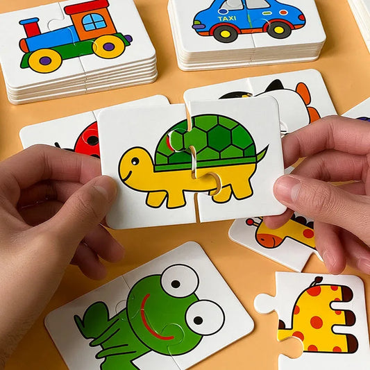 32Pcs Toddler Matching Cards – Montessori Animal & Shape Puzzle Set