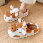 Women's Fluffy Cow Slippers Plush Winter Home Slides Comfort
