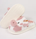 Women's Fluffy Cow Slippers Plush Winter Home Slides Comfort