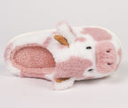 Women's Fluffy Cow Slippers Plush Winter Home Slides Comfort