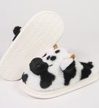 Women's Fluffy Cow Slippers Plush Winter Home Slides Comfort