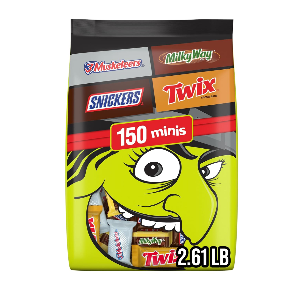 SNICKERS, TWIX, MILKY WAY & 3 MUSKETEERS Halloween Candy, Mini Chocolate Halloween Candy Mix Variety Pack for Trick or Treat, Party Favors and More, 150 Ct Bulk Bag