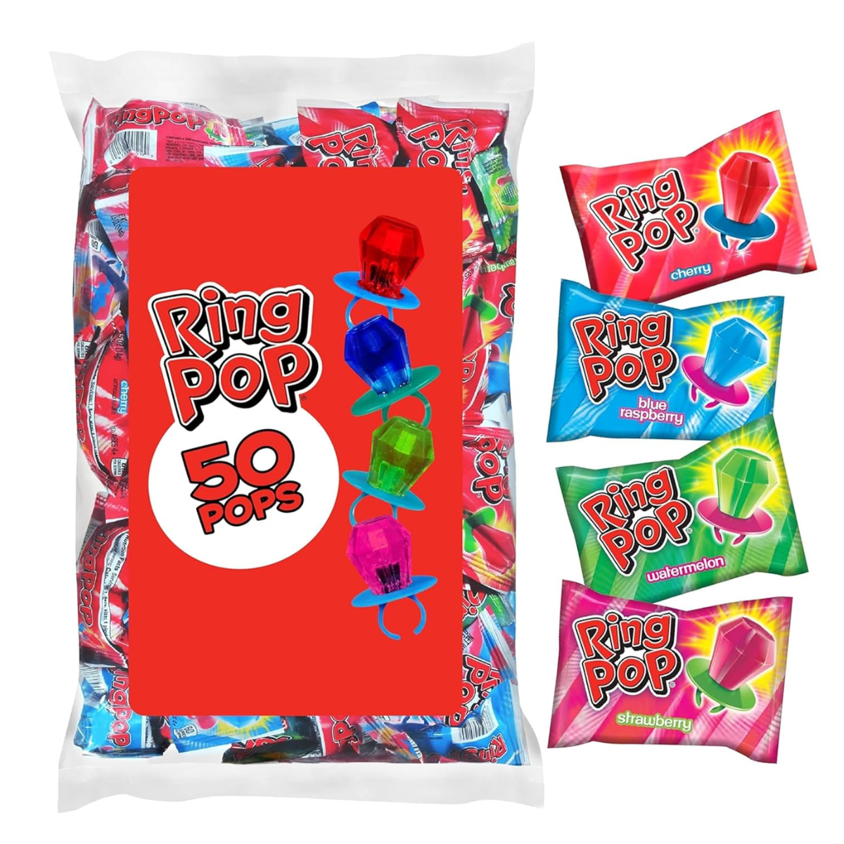 Ring Pop Halloween Candy Lollipops, 100 Count, Bulk Party Favors