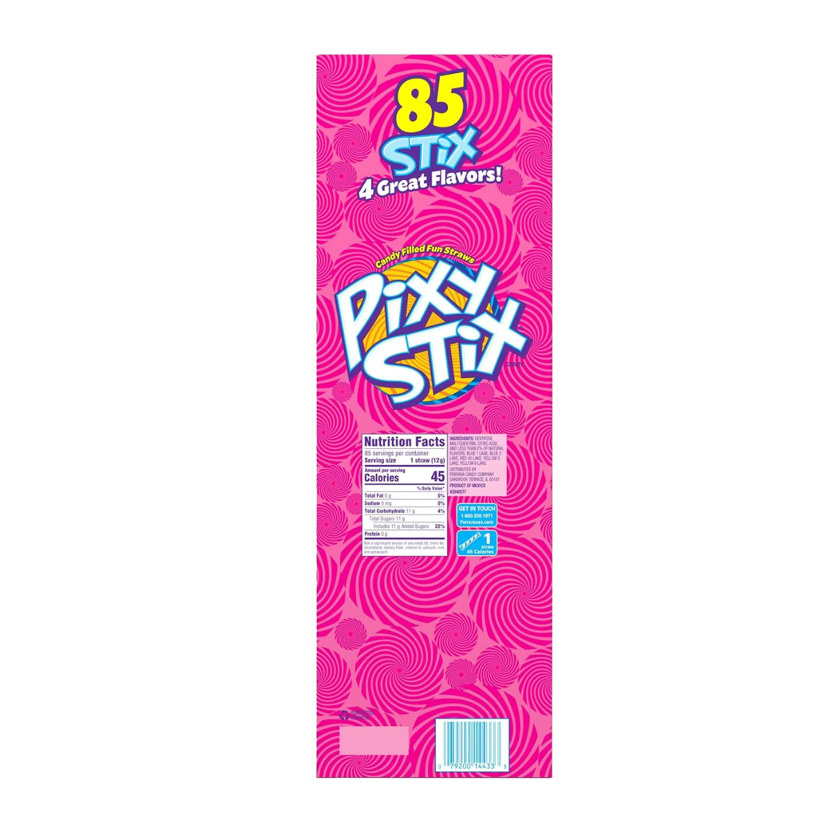Pixy Stix Sour Candy Powder Straws, Fruit Flavor Mix, 35.7 oz, 85 Ct