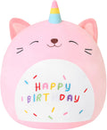 SQEQE Cat Plush Toy Unicorn Cat Stuffed Animal Cute Birthday Plushies Pillow Soft Plushie Doll Gifts for Kid Decor(Pink Caticorn, 8, 10, 14 Inch)