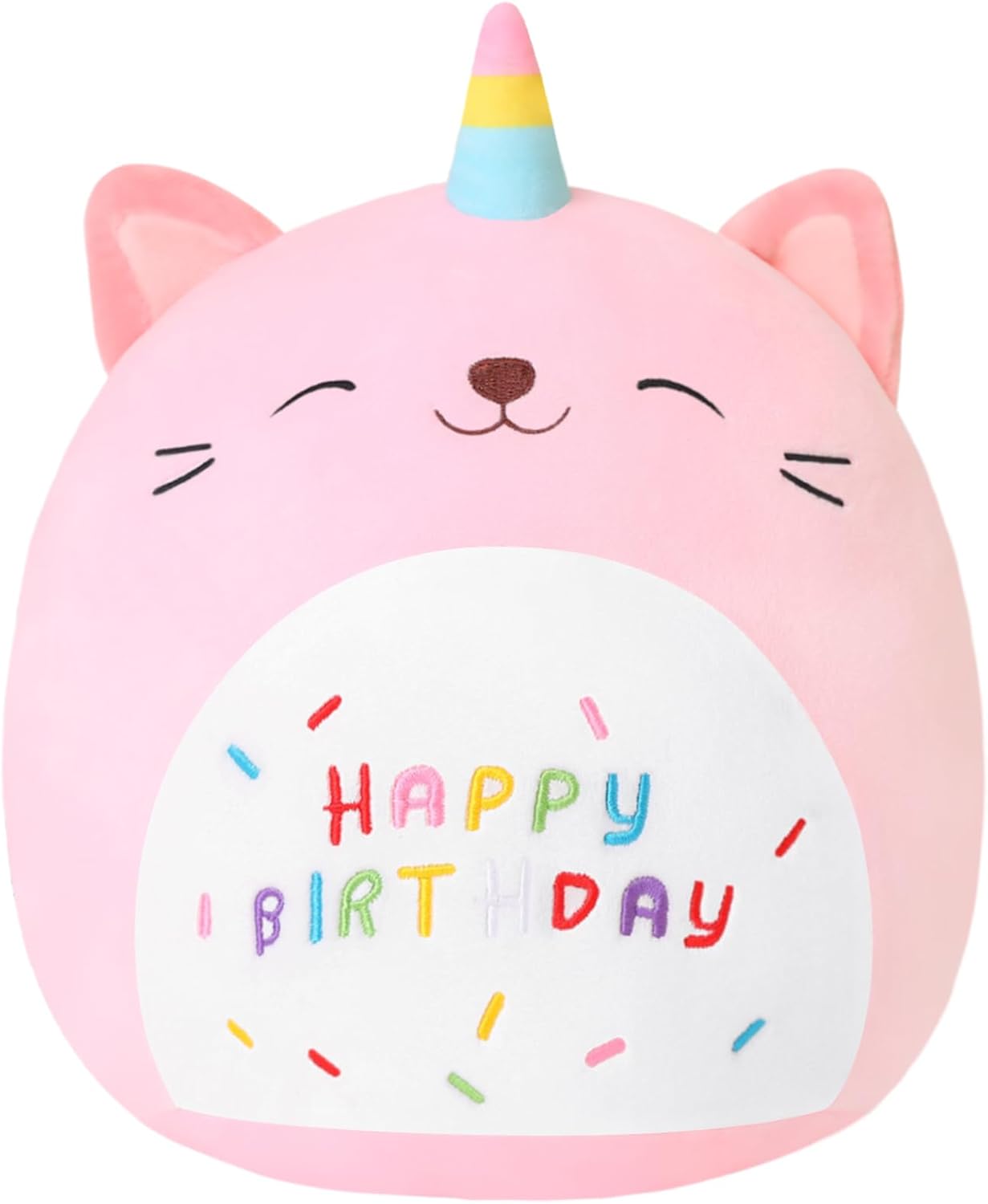 SQEQE Cat Plush Toy Unicorn Cat Stuffed Animal Cute Birthday Plushies Pillow Soft Plushie Doll Gifts for Kid Decor(Pink Caticorn, 8, 10, 14 Inch)