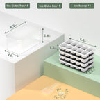 DOQAUS Ice Cube Tray with Lid and Bin - 4 Pack Silicone Ice Cube Trays for Freezer, Stackable Ice Bucket Kits with Storage Container & Scoop for Kitchen, RV, Cocktail, Coffee