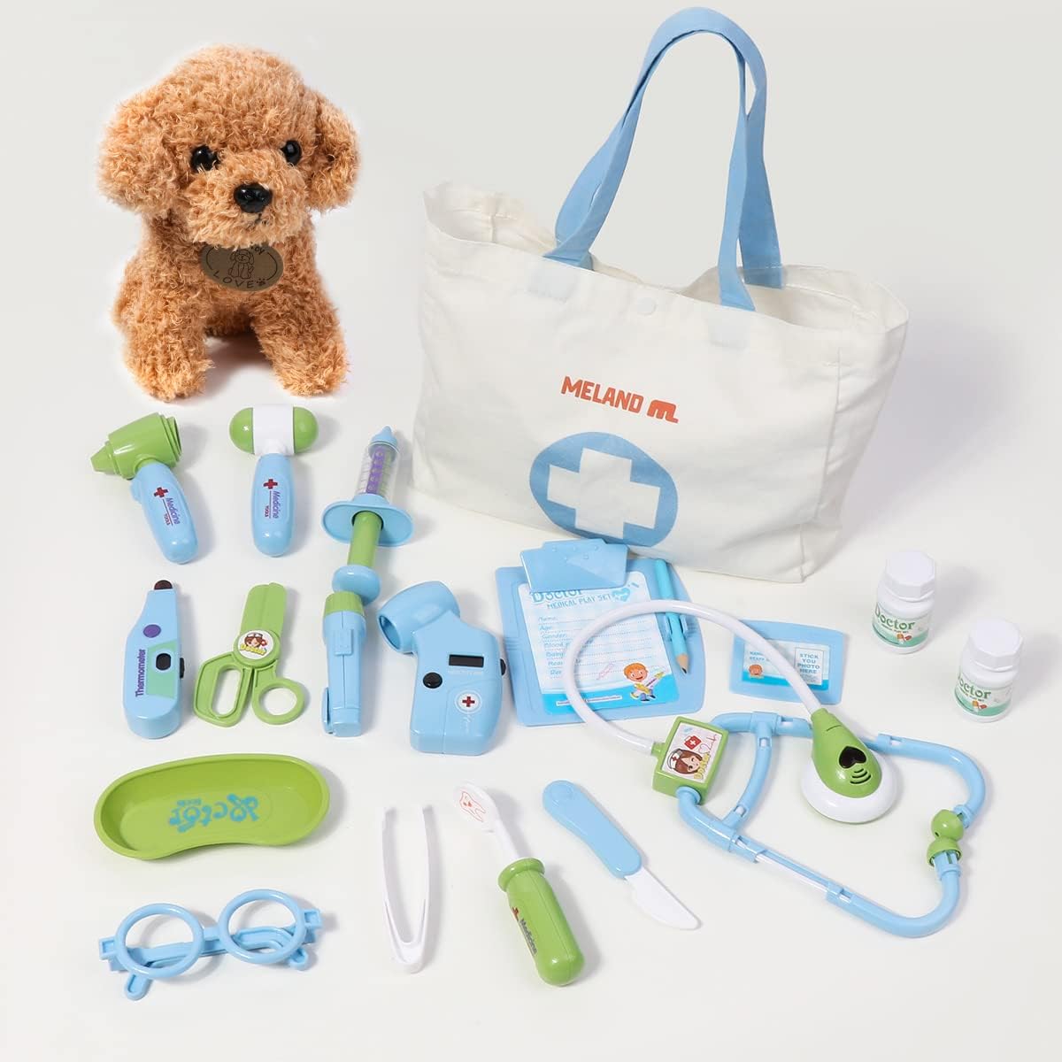 Meland Toy Doctor Kit for Girls - Pretend Play Doctor Set with Carrying Case,Stethoscope Toy & Dress Up Costume - Doctor Play Set for Girls Toddlers Ages 3 4 5 6 Year Old for Role Play Gift