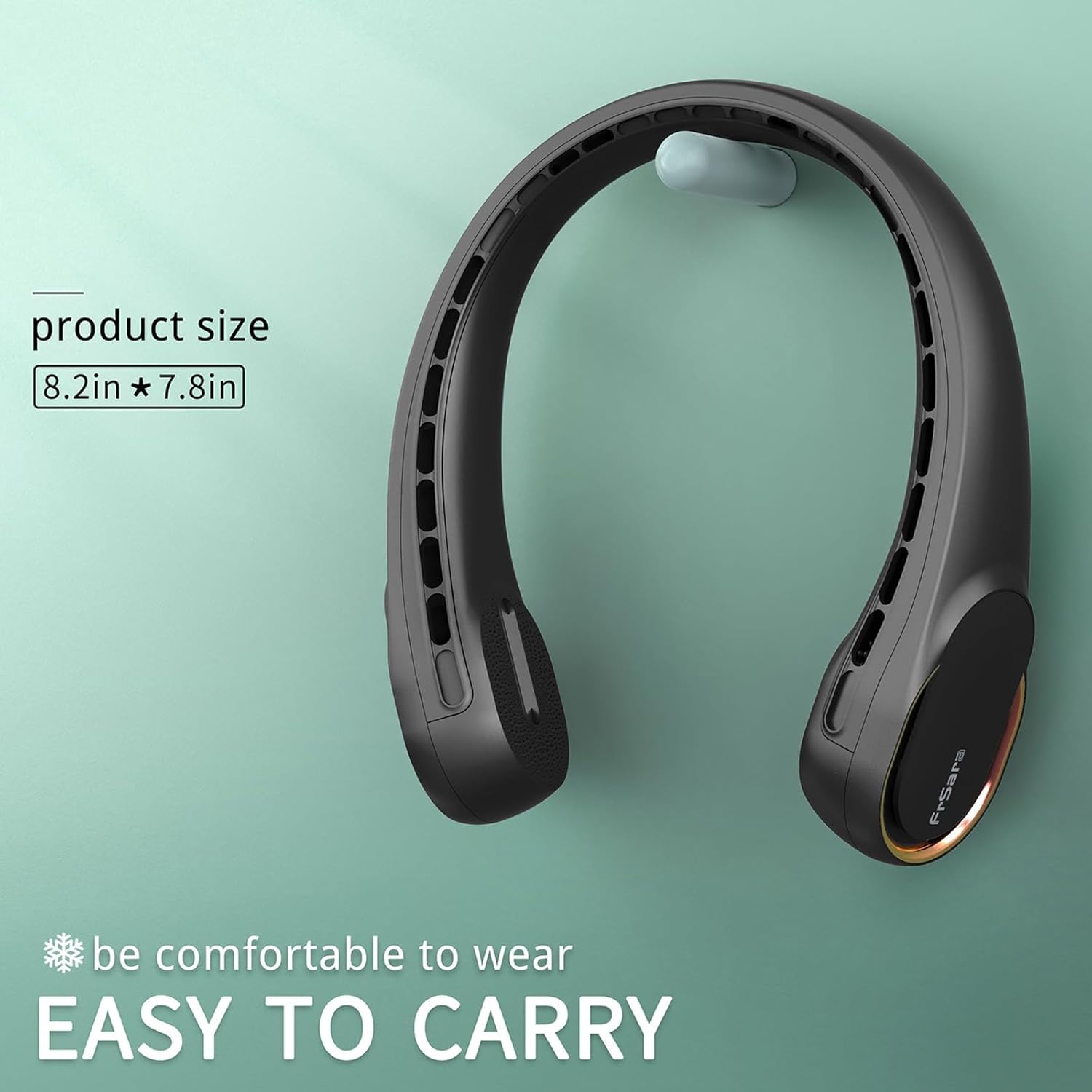 FrSara Portable Fan, Personal Neck Fan that Blows Cold Air, Upgraded 4000mAh,Long Endurance,Upgraded air volume,Easier to Use,360° Cooling,No Hair Twisting,Non-Slip Material,Rechargeable,3-Speed