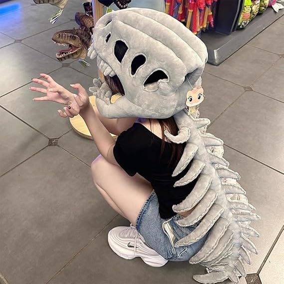 Dinosaur Costume-3D Skeleton Design,Realistic Halloween Dinosaur Skeleton Costume,Themed Skull Cosplay Props