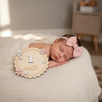 Baby Girl Monthly Milestone Signs, 1-12 Monthly Baby Milestone Girl, Newborn Photography Props Double-Sided, Nursery Decor for Girls