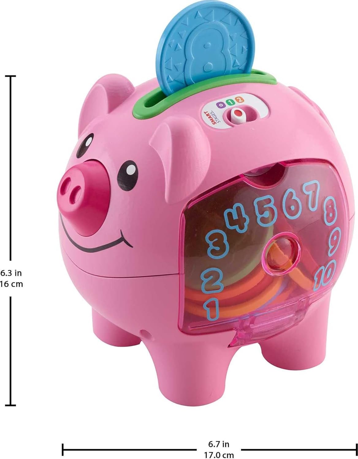 Baby & Toddler Toy Laugh & Learn Smart Stages Piggy Bank with Educational Songs & Phrases for Infants Ages 6+ Months
