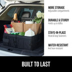 GORILLA GRIP Trunk Organizer for SUV and Cars, Large Capacity Collapsible Car Trunk Storage Organizer, Heavy Duty Car Accessories, Gifts for Mom and Dad, Slip & Water Resistant Multi Compartment