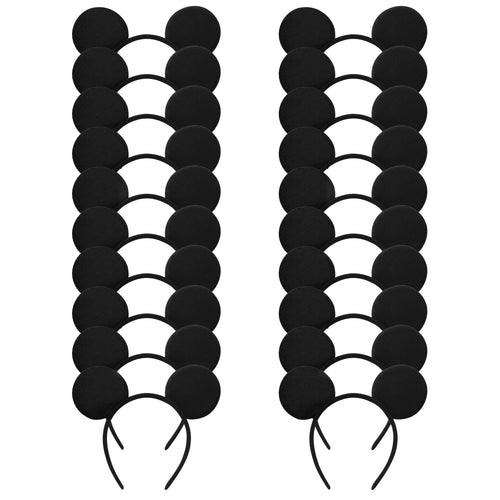 20 Pack Mouse Ears Solid Bow ears Headband for Birthday Party Supplies and Mouse Themed costume Cosplay Decoration