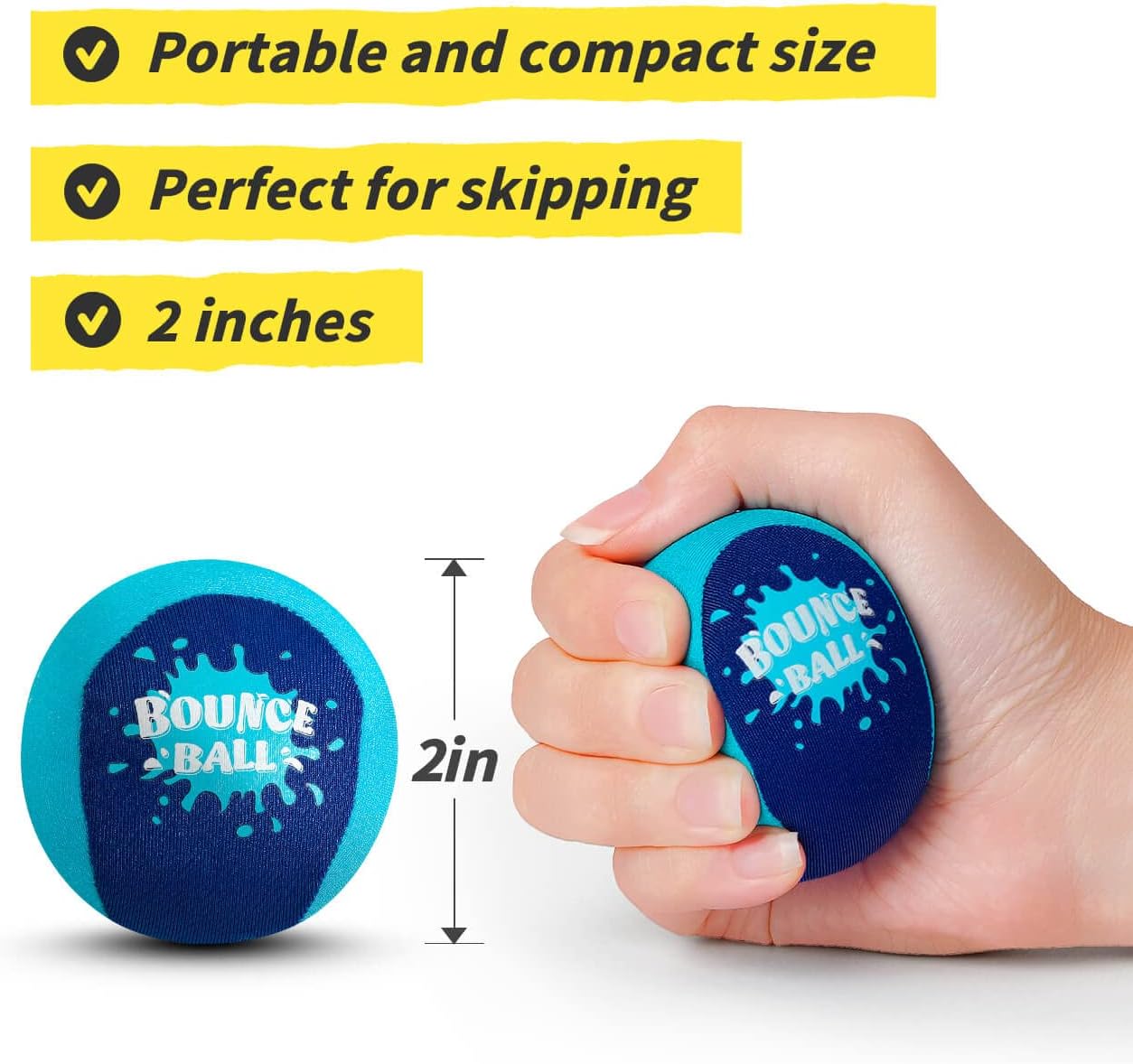 Bambilo Water Skipping Ball | 2-Pack Bounce Balls | Water Bouncing Beach Balls & Grip Ball | Pool Toys for Kids Age 5-8-12 | Great Summer Water Toy for Beach Swimming Pool River Lake