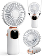 coldSky Portable Handheld Fan, 4000mAh Battery Operated 3 in 1 Multifunction Personal Travel Fans with Digital Display, 90° Foldable Desk Fans with Base, 5 Speed Lash Fan for Makeup/Office