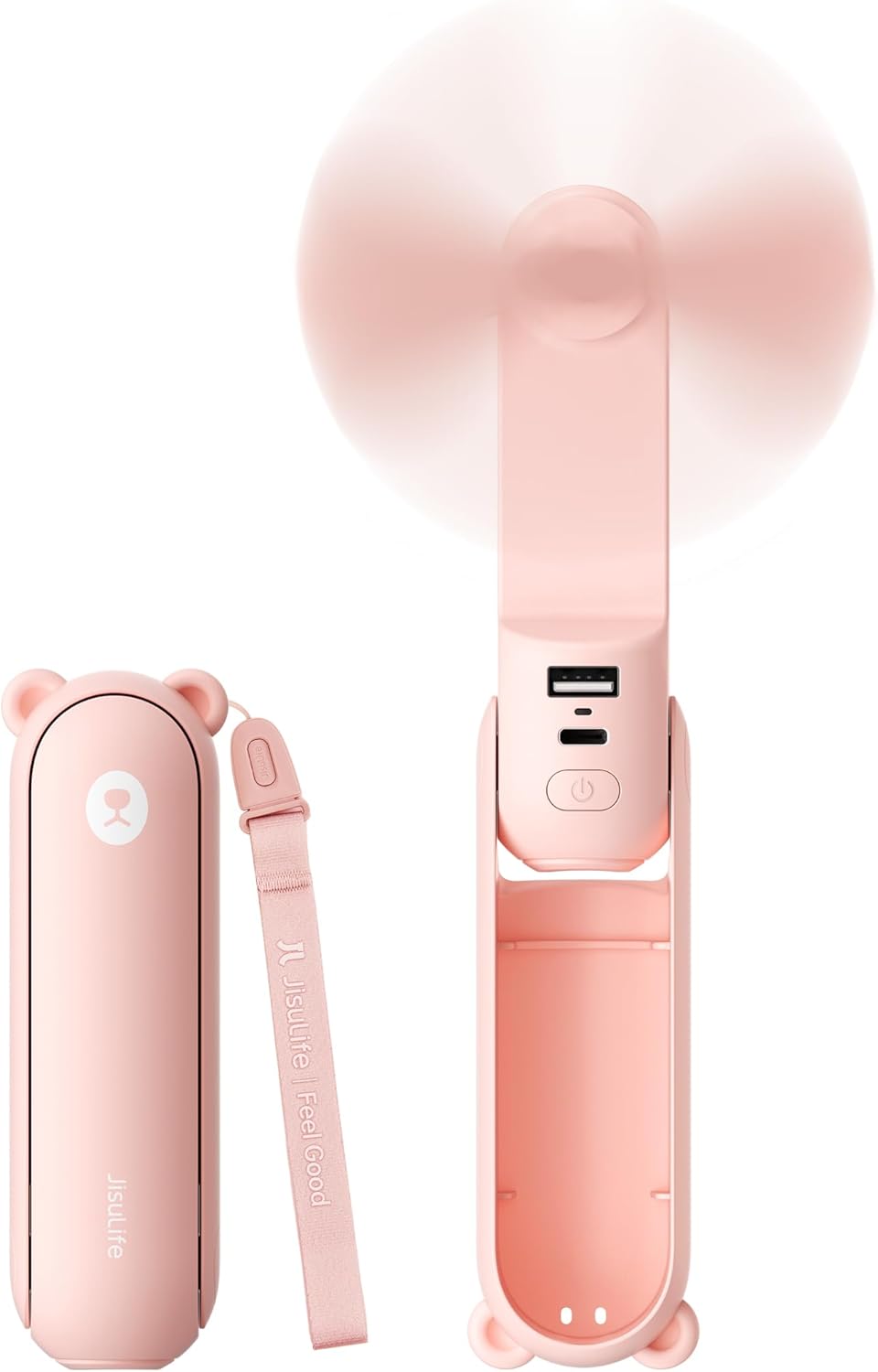 JISULIFE 3 IN 1 Handheld Mini Fan - Portable Fan & Power Bank & Flashlight, 19H Max Cooling, USB Rechargeable, Pocket-Sized for Travel, Cruise, Concerts, Makeup, 2026 Summer Gifts for Women