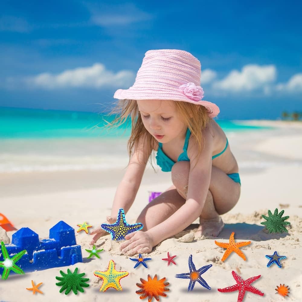 YUJUN 16 Pieces Big Diving Pool Toys, Beach Colorful Starfish Summer Swimming Underwater Pool Toys Soft Rubber Dive Throw for Kids Birthday Swimming Pool Party Favors Fish Tank Stuffer (2 Sizes)