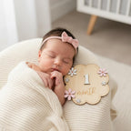 Baby Girl Monthly Milestone Signs, 1-12 Monthly Baby Milestone Girl, Newborn Photography Props Double-Sided, Nursery Decor for Girls