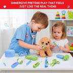 Meland Toy Doctor Kit for Girls - Pretend Play Doctor Set with Carrying Case,Stethoscope Toy & Dress Up Costume - Doctor Play Set for Girls Toddlers Ages 3 4 5 6 Year Old for Role Play Gift