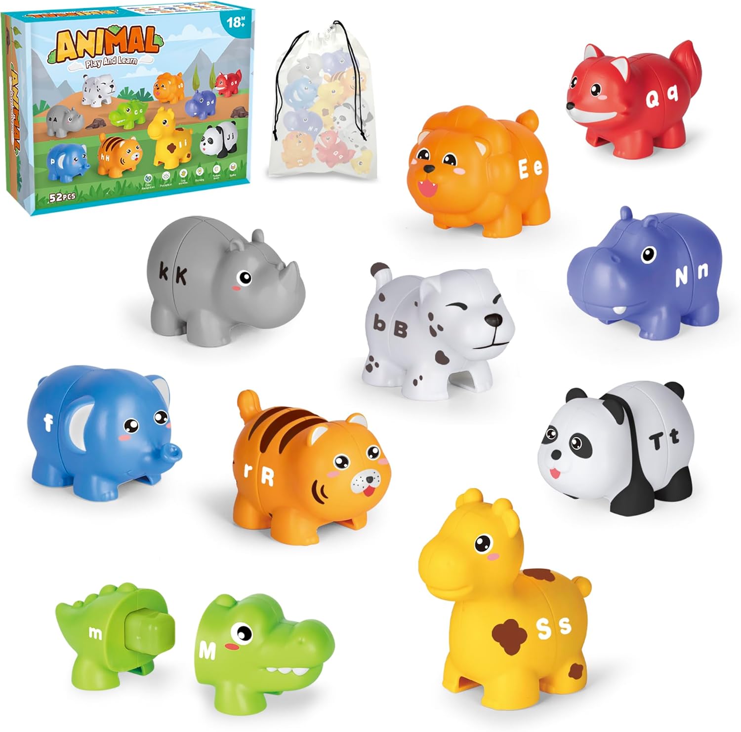 Alphabet Learning Toys for Toddlers Kids 3-5, 10 Unique Animals | Child-Friendly Design | Learning Feels Like Play | Fine Motor Toys | Perfect Toddler Gift