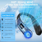 Portable Neck Fan, Personal Wearable Bladeless Fan, 6000mAh USB Rechargeable, 360° Airflow, LED Display, 4-Speeds, Hands Free Fan for Outdoor Indoor, Birthday Gifts for Men Women Dad Mom