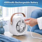Portable Air Conditioners, 4000mAh Rechargeable Mini Air Conditioner with 3 Speeds, Quiet Desk Personal Air Cooler Fan for Bedroom, Indoor, Outdoor, Travel, and Office