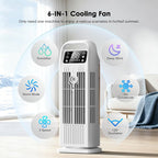 Portable Air Conditioners, 4 IN 1 Evaporative Air Cooler, 1200ML Water Tank, 3 Speeds & Storm Mode & Mist Spray, 120° Auto Oscillation, 12H Timer, Quiet Tower Cooling Fan for Room, Bedroom - White ﻿