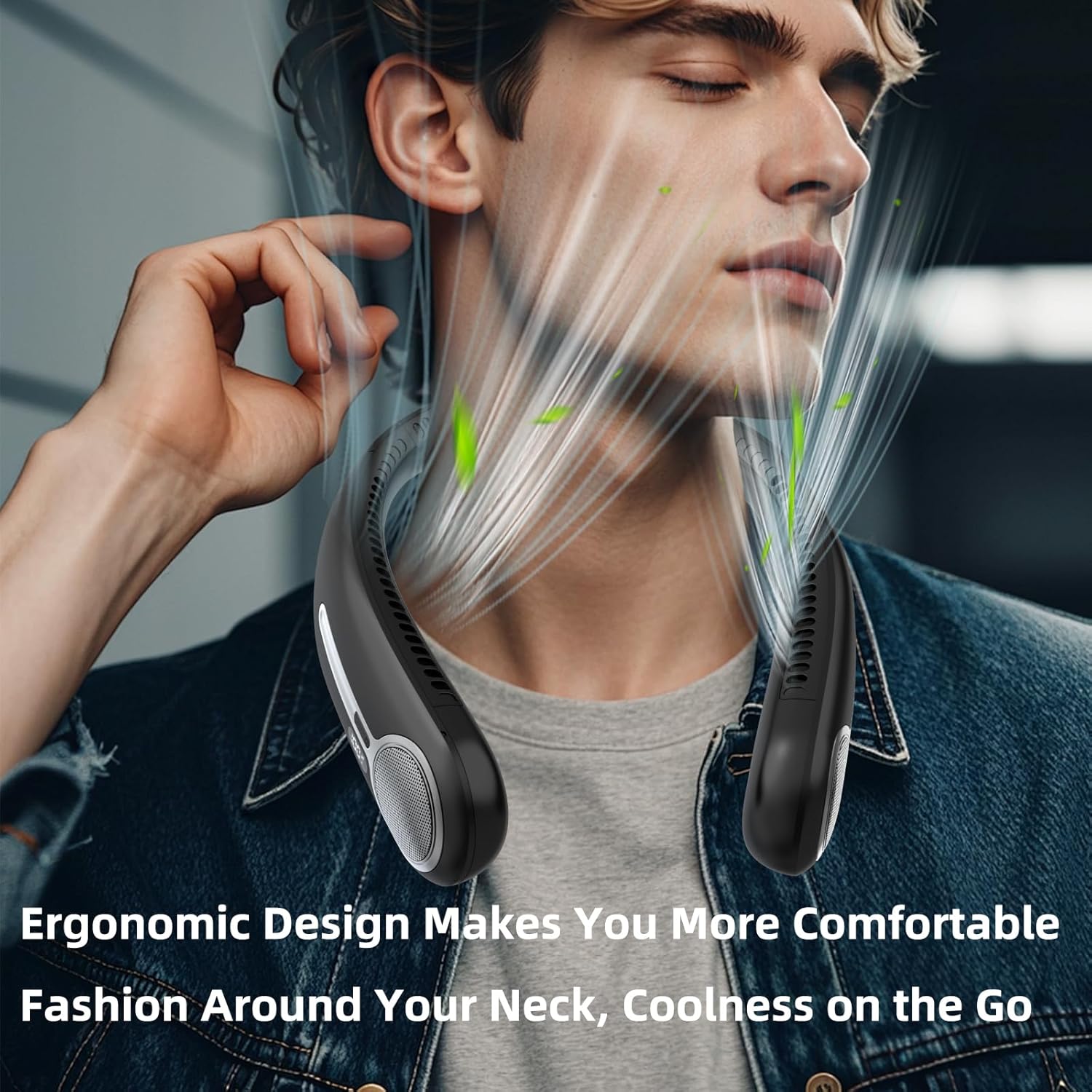 Portable Neck Fan, Personal Wearable Bladeless Fan, 6000mAh USB Rechargeable, 360° Airflow, LED Display, 4-Speeds, Hands Free Fan for Outdoor Indoor, Birthday Gifts for Men Women Dad Mom