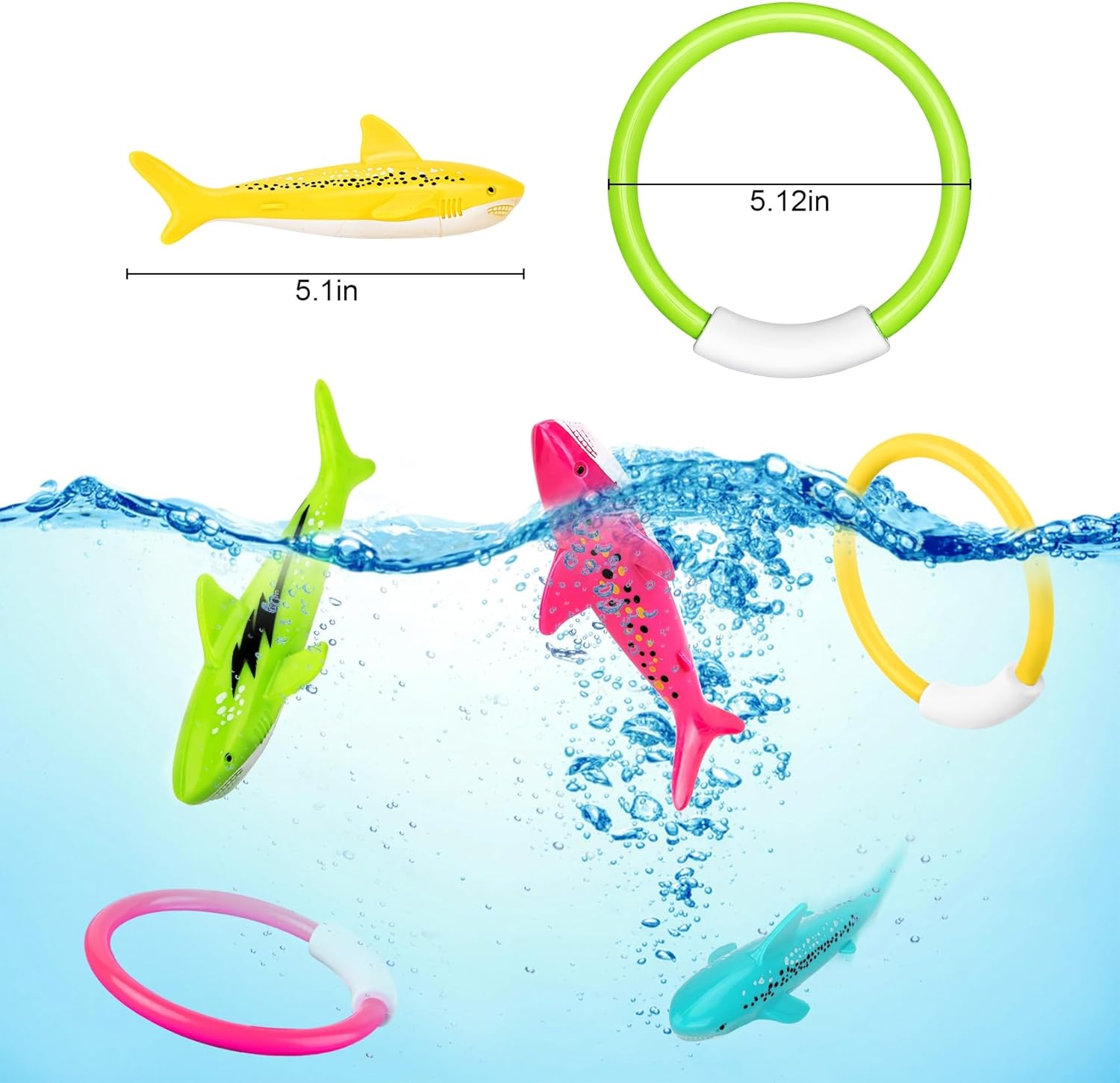 Korlon Tec Underwater Pool Toys for Kids Ages 4-8 8-12, Summer Training Swim Pool Diving Toys Set for Fun Water Games