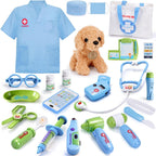 Meland Toy Doctor Kit for Girls - Pretend Play Doctor Set with Carrying Case,Stethoscope Toy & Dress Up Costume - Doctor Play Set for Girls Toddlers Ages 3 4 5 6 Year Old for Role Play Gift