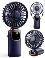 coldSky Portable Handheld Fan, 4000mAh Battery Operated 3 in 1 Multifunction Personal Travel Fans with Digital Display, 90° Foldable Desk Fans with Base, 5 Speed Lash Fan for Makeup/Office