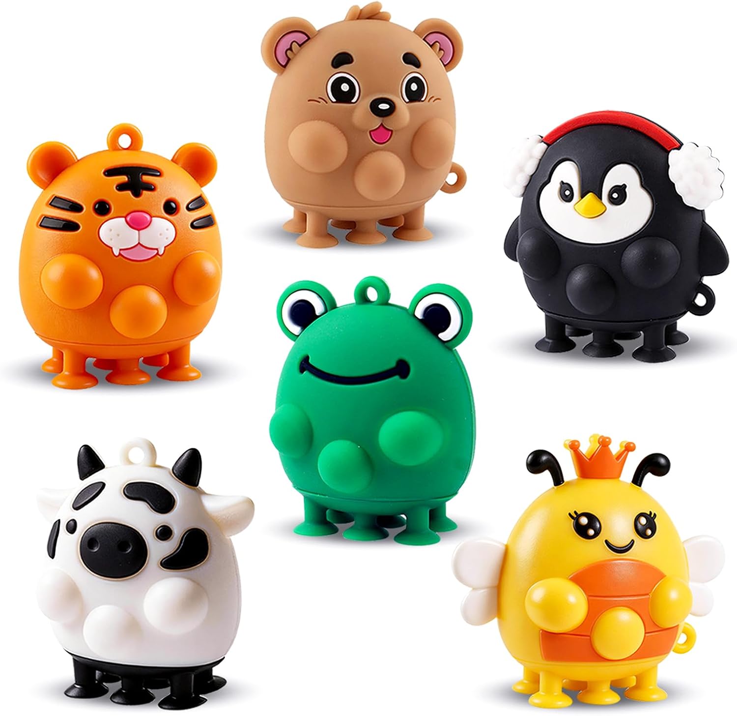 Animal Pop Suction Fidgets Toys, Toddler Travel Toys for Airplane Car Activities Essential, Party Favors for Kids, Goodie Bags Stuffers for Kids, Toddler Bath Toys, Birthday Gifts for Boy Girls