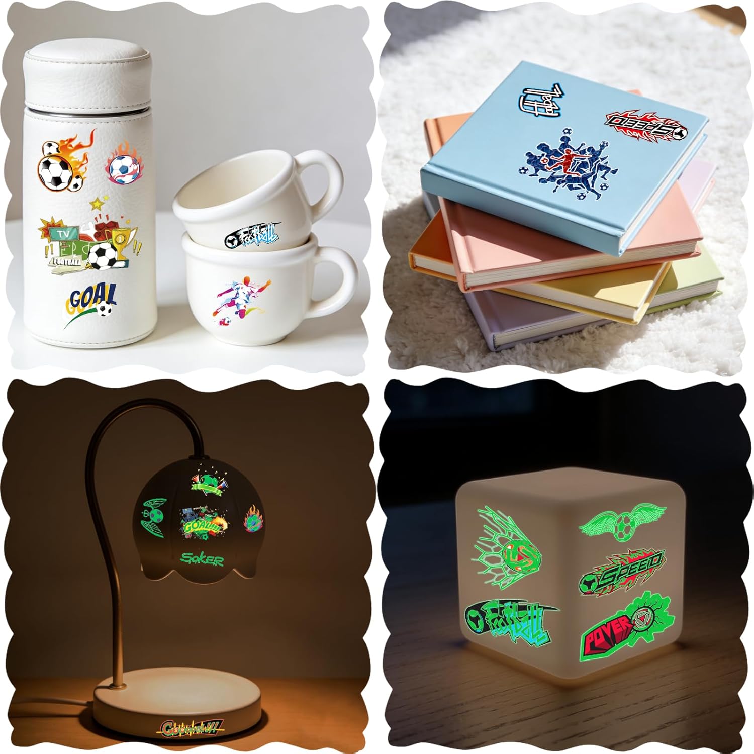 Awinmay Glow in the Dark Soccer Temporary Tattoos for Kids, 60Pcs Sport Party Favors for Boys and Girls, Goodie Bag Stuffers, Sports Fan Makeup for Game Day & Soccer Birthday Party Decorations