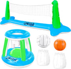 JOYIN Inflatable Pool Float Set Volleyball Net & Basketball Hoops, Balls Included for Kids and Adults Swimming Game Toy, Summer Floaties, Volleyball Court |Basketball