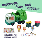 Bluey Garbage Truck Playset, Bingo & Bin Man Figures, Interactive Lever | Includes 2 rubbish bins, 2.5-inch articulated figures, two-seat cab, and rear storage for garbage trucks play