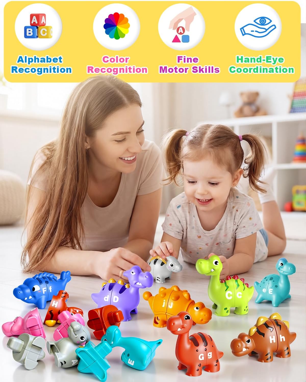 Alphabet Learning Toys for Toddlers Kids 3-5, 10 Unique Animals | Child-Friendly Design | Learning Feels Like Play | Fine Motor Toys | Perfect Toddler Gift