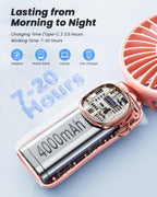 coldSky Portable Handheld Fan, 4000mAh Battery Operated 3 in 1 Multifunction Personal Travel Fans with Digital Display, 90° Foldable Desk Fans with Base, 5 Speed Lash Fan for Makeup/Office