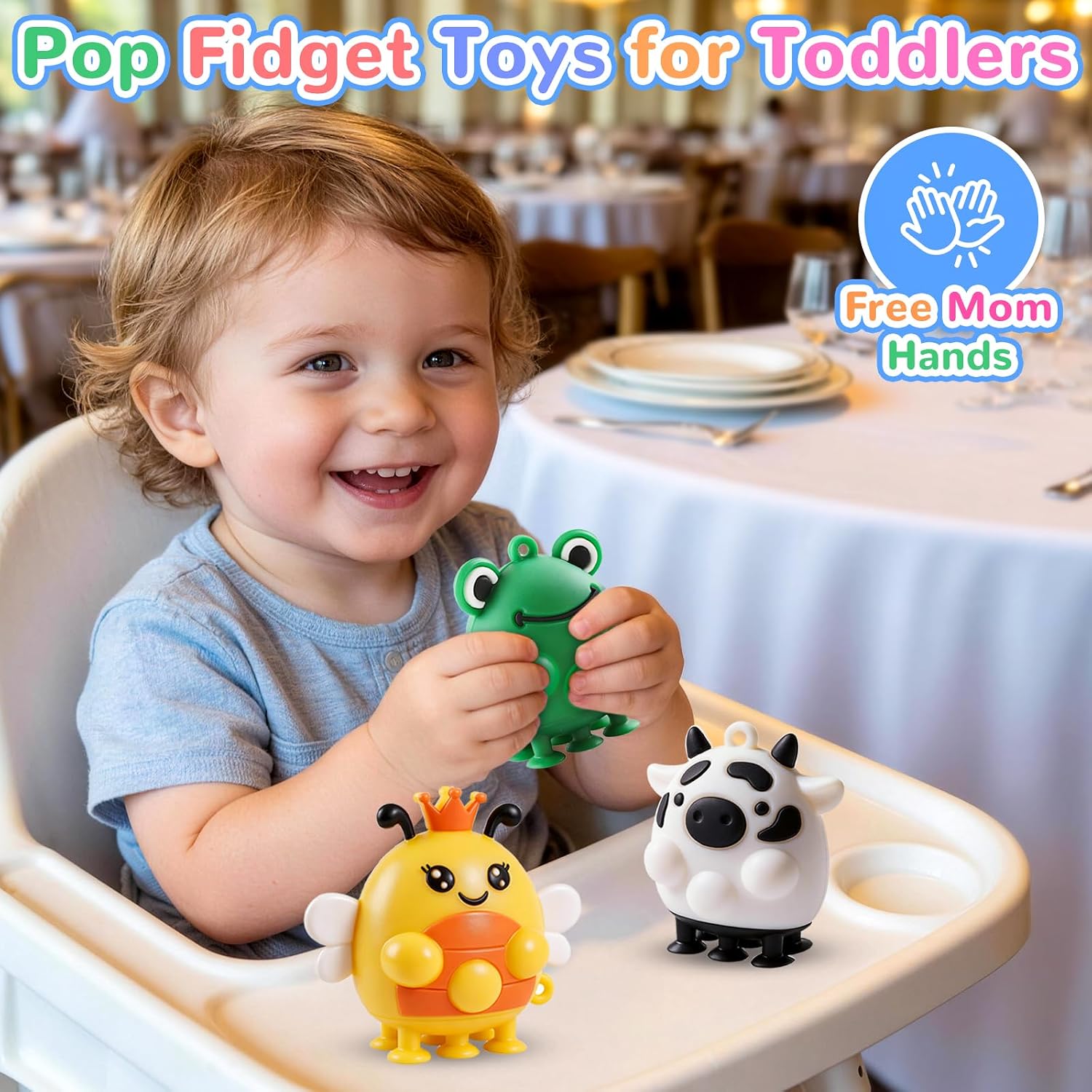 Animal Pop Suction Fidgets Toys, Toddler Travel Toys for Airplane Car Activities Essential, Party Favors for Kids, Goodie Bags Stuffers for Kids, Toddler Bath Toys, Birthday Gifts for Boy Girls