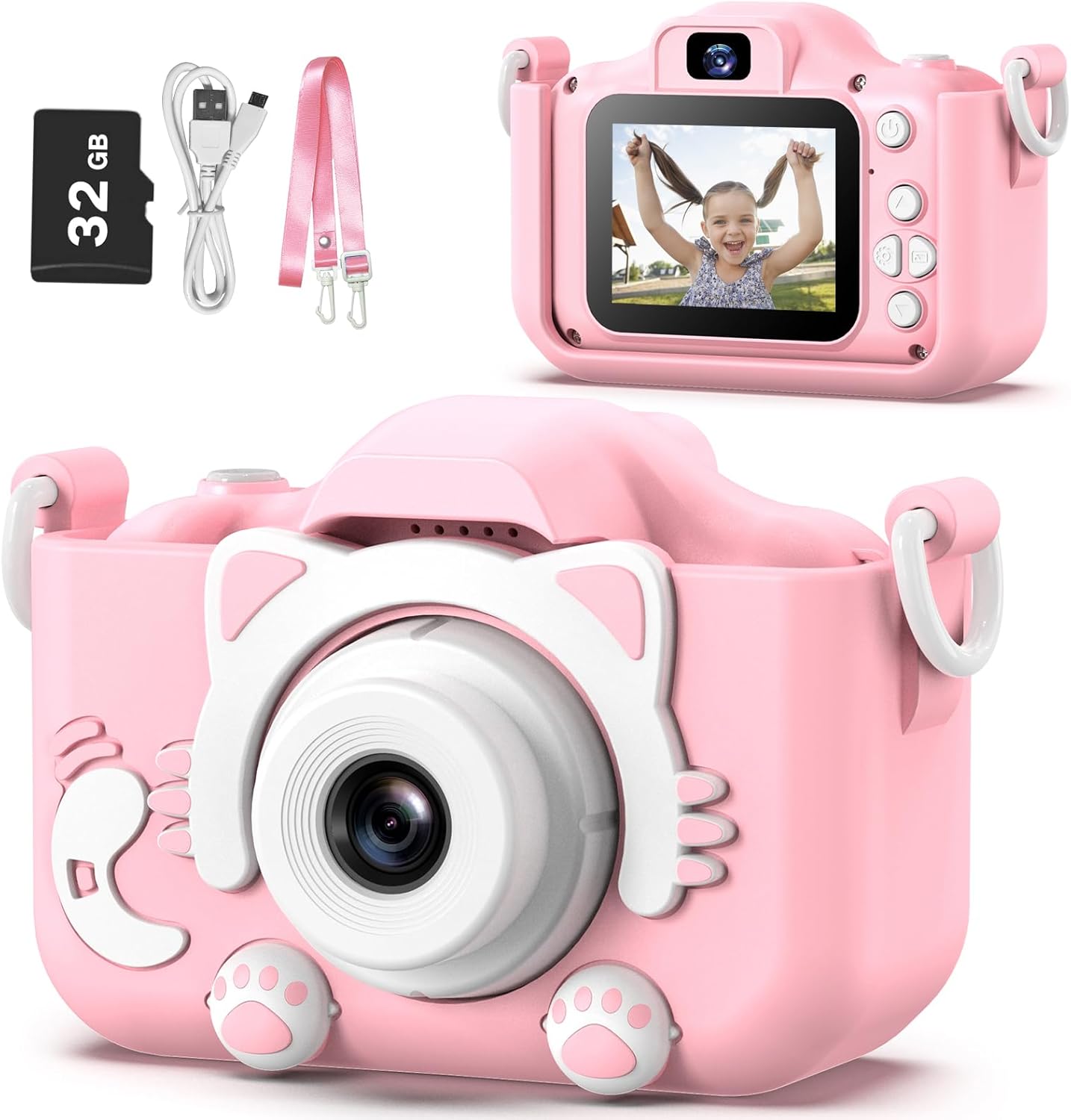 Kids Camera Toys for 3-8 Year Old Girls Boys,Children Digital Video Camcorder Camera with Cartoon Soft Cover, Best Chritmas Birthday Festival Gift for Kids