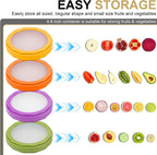 Winb Set of 4 Reusable Fruit and Veggie Savers - Ideal for Avocados, Tomatoes, Apples, Garlic, Onions, and More