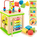 WOODMAM Wooden 7-in-1 Activity Cube, Montessori Toys for 1 Year Old | Baby Educational Developmental Toys, One Year Old Boys Girls First Birthday Gifts, Bonus Sorting & Stacking Board