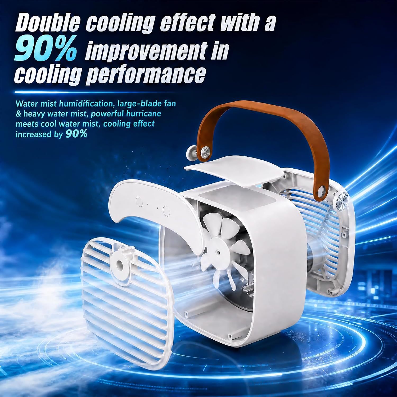 Portable Air Conditioners, 4000mAh Rechargeable Mini Air Conditioner with 3 Speeds, Quiet Desk Personal Air Cooler Fan for Bedroom, Indoor, Outdoor, Travel, and Office