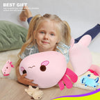 Onsoyours Cat Stuffed Animal Mommy 19.7" with 3 Kitty Plushies, 4 Piece of Cute Cat Plush Pillow Toys for Kids Girls Boys