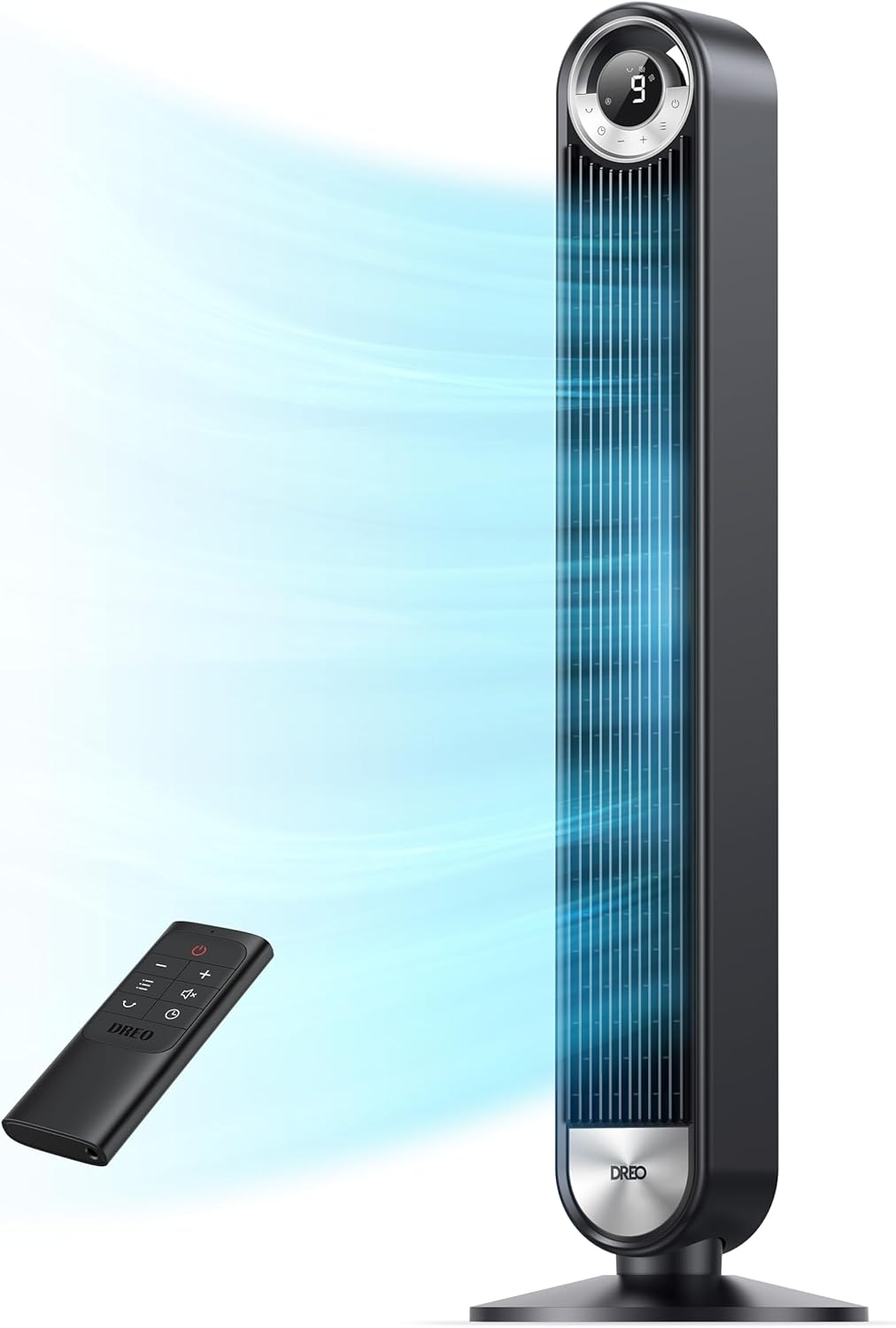 DREO Tower Fan for Bedroom, 90° Oscillating Standing Fan with 28ft/s Velocity, 20dB Quiet for Sleep, DC Motor, 9 Speeds, 4 Modes, 12H Timer, Voice & APP & Remote Control, Starlight