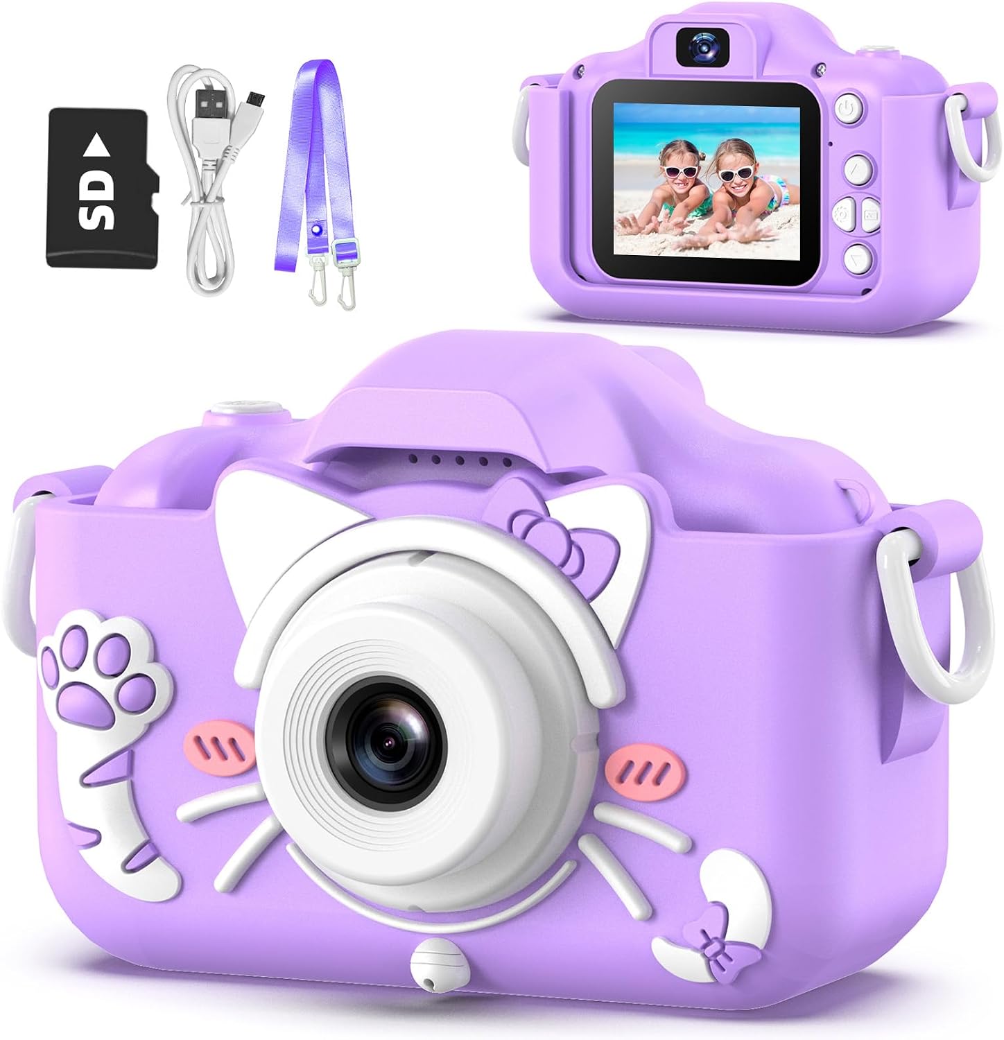 Kids Camera Toys for 3-8 Year Old Girls Boys,Children Digital Video Camcorder Camera with Cartoon Soft Cover, Best Chritmas Birthday Festival Gift for Kids