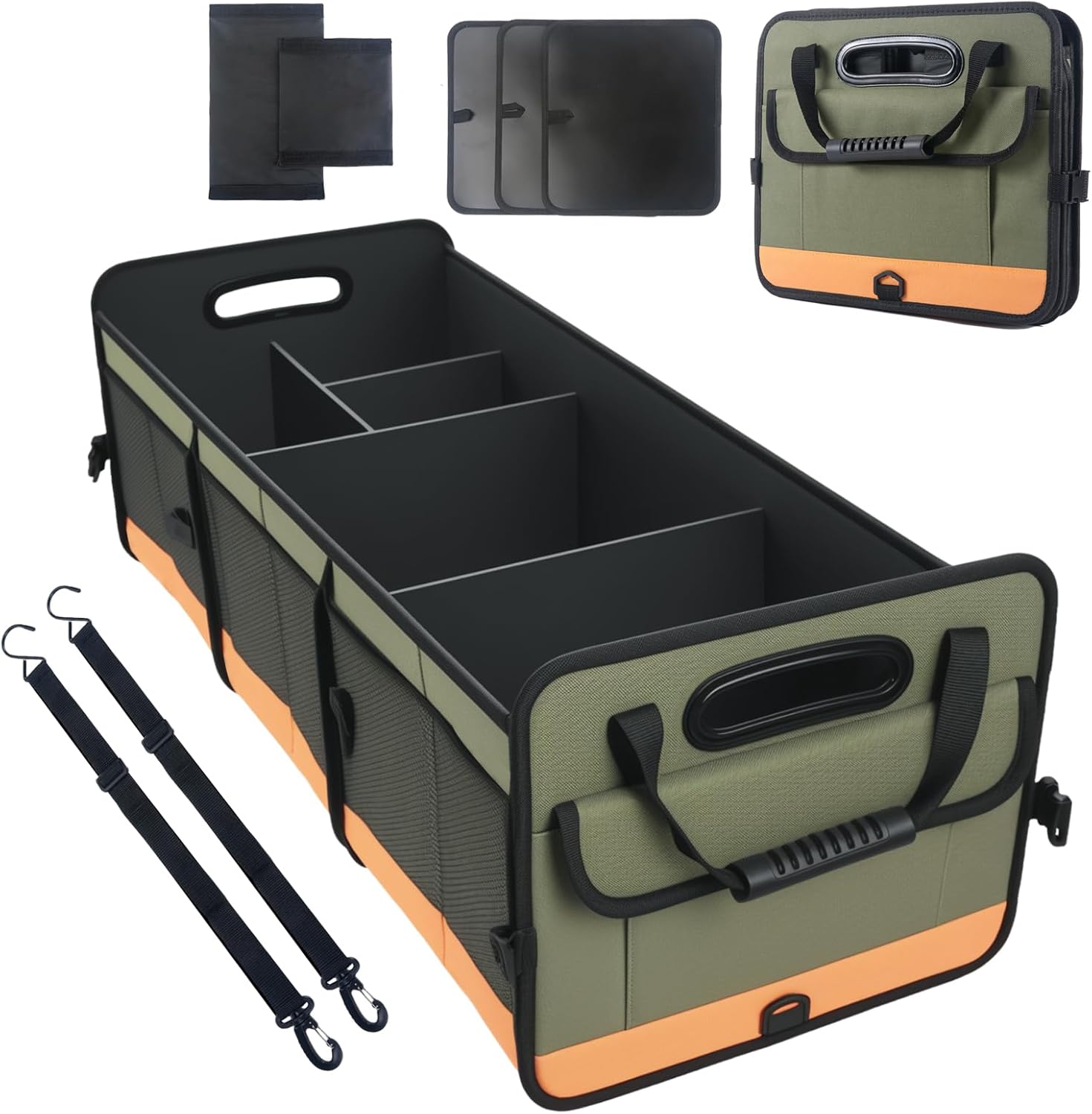 Trunk Organizer for Car, Sturdy Storage Organization with Non-Slip Bottom Strips, 95L Large Capacity Cargo Organizer for Suv, Truck, Sedan, Waterproof Portable Car Organizers for Women Men