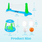 JOYIN Inflatable Pool Float Set Volleyball Net & Basketball Hoops, Balls Included for Kids and Adults Swimming Game Toy, Summer Floaties, Volleyball Court |Basketball