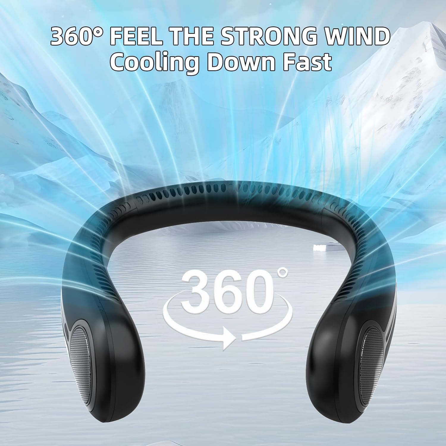 Portable Neck Fan, Personal Wearable Bladeless Fan, 6000mAh USB Rechargeable, 360° Airflow, LED Display, 4-Speeds, Hands Free Fan for Outdoor Indoor, Birthday Gifts for Men Women Dad Mom