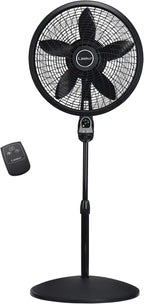 Lasko Oscillating Cyclone Pedestal Fan with Remote Control - Cooling Standing Fan for Bedroom, Living Room, and Home Office - Adjustable Height - 3 Quiet Speeds - 1843 - 18" Blade Diameter - Black